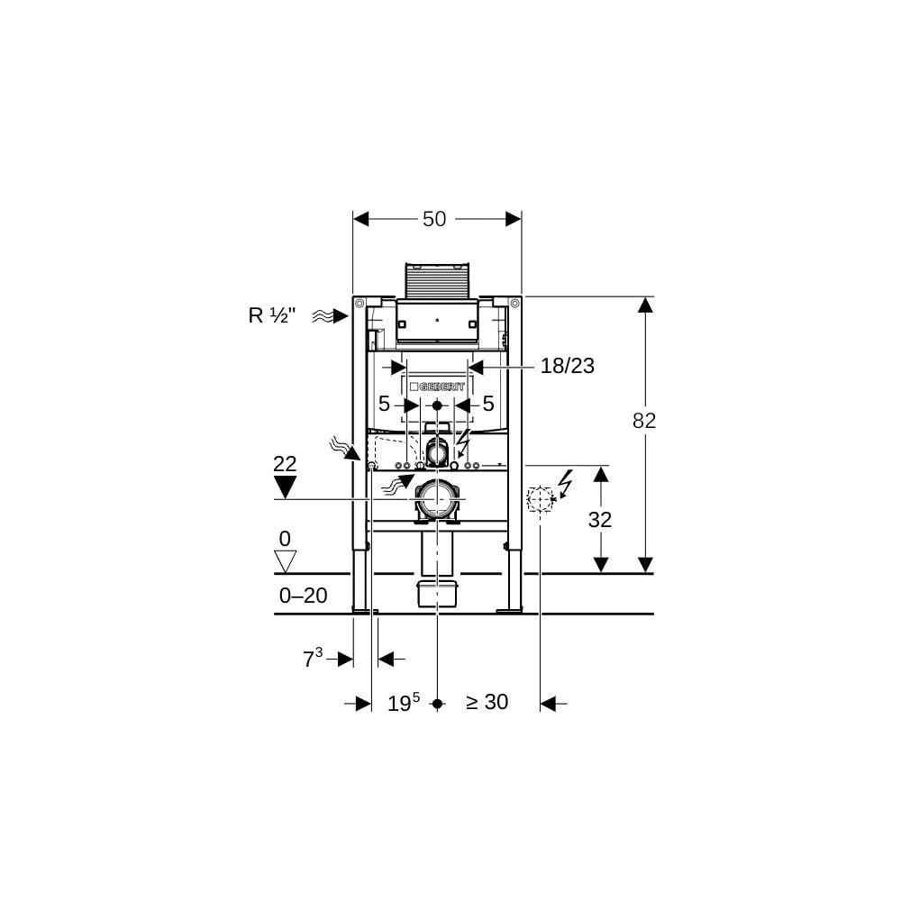 Geberit Duofix Element für Wand-WC 82cm, für Trockenbau, mit Omega Unterputzspülkast... GEBERIT-111003001 4025416301806 (Abb. 6)