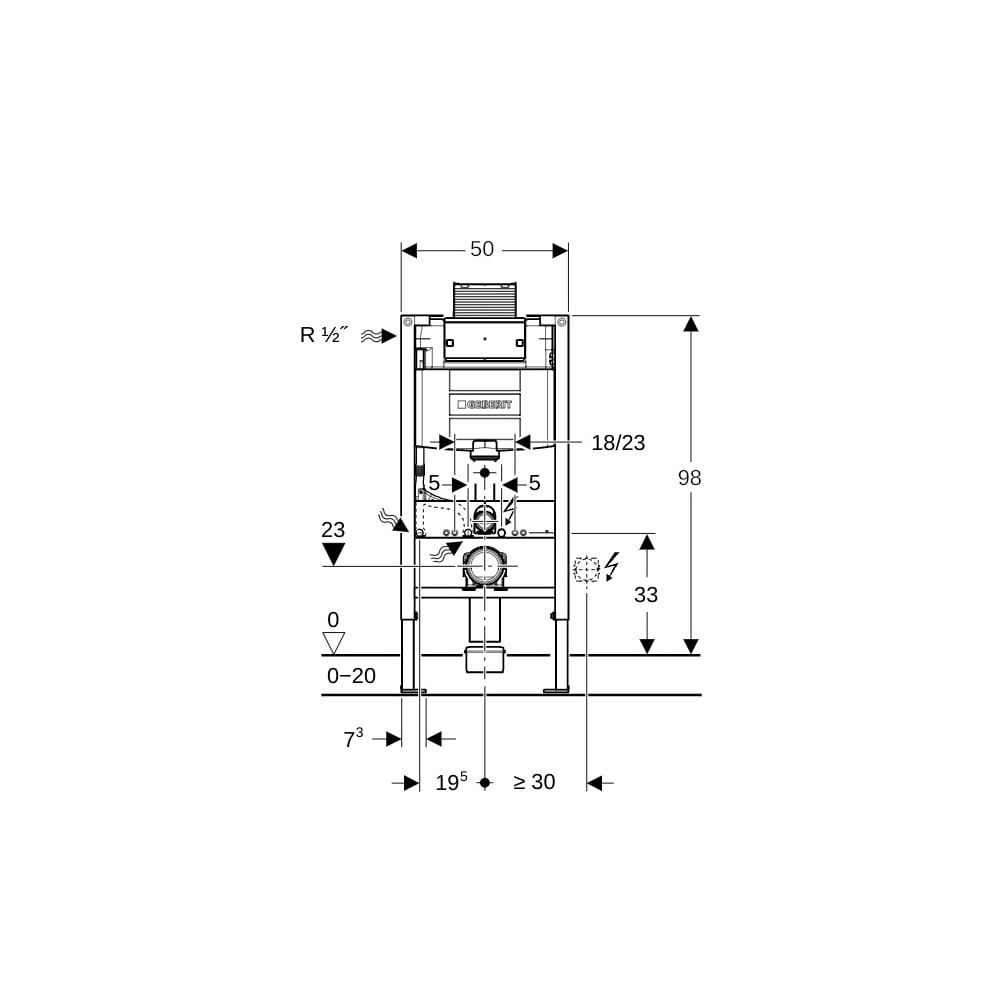 Geberit Duofix Element für Wand-WC 98cm, für Trockenbau, mit Omega Unterputzspülkast... GEBERIT-111030001 4025416301202 (Abb. 6)