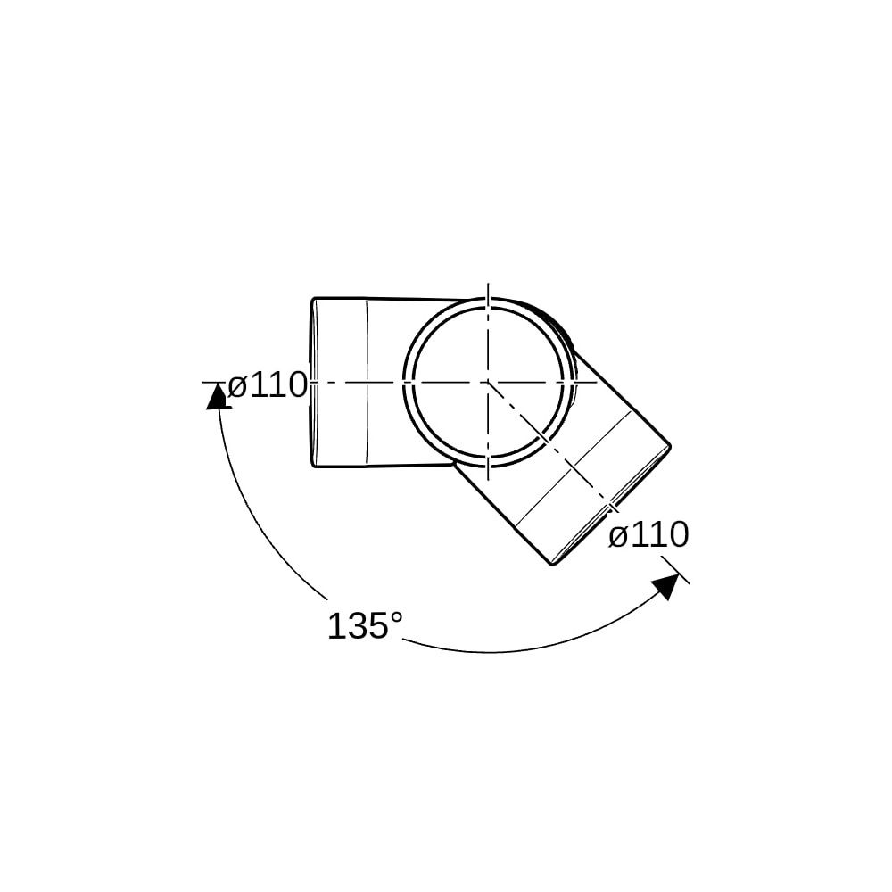 Geberit Silent db20 Bogeneckabzweig 88,5 Grad, 135 Grad d 110mm, d1 110mm... GEBERIT-310105141 4025416482369 (Abb. 6)