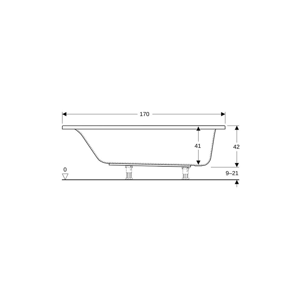 Geberit Renova Plan Rechteckbadewanne 170x75cm, Gesamtvolumen 212l... GEBERIT-554305011 4025410711038 (Abb. 8)