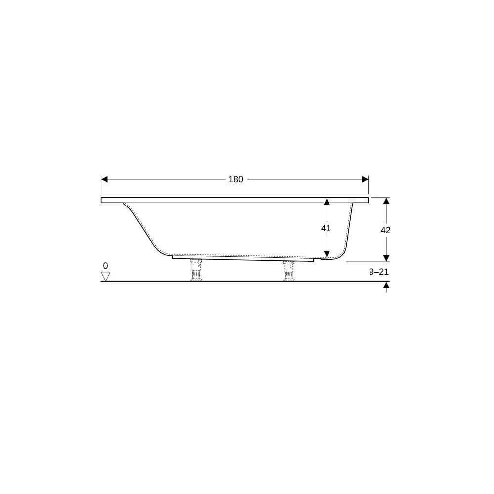 Geberit Renova Plan Rechteckbadewanne 180x80cm, Gesamtvolumen 242l... GEBERIT-554306011 4025410711045 (Abb. 8)