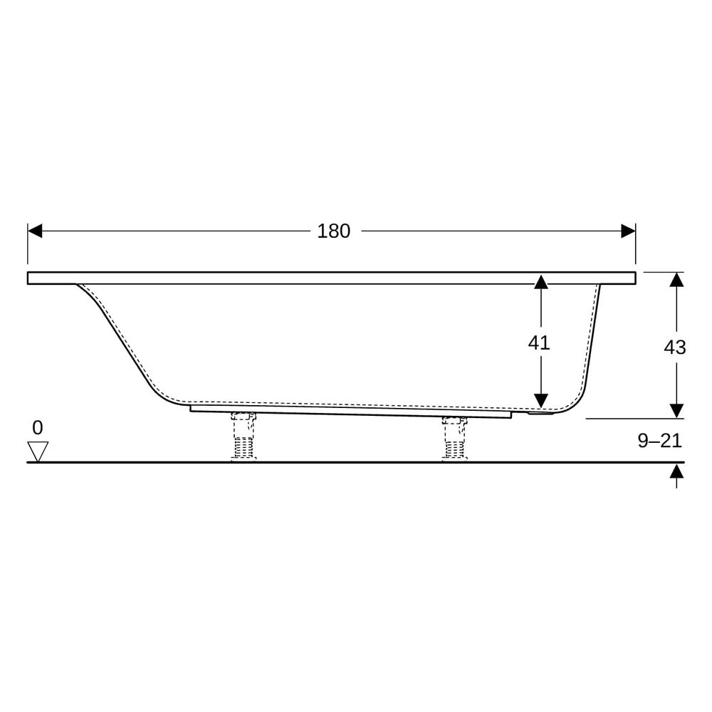 Geberit Renova Plan Rechteckbadewanne 180x80cm, Gesamtvolumen 242l... GEBERIT-554306011 4025410711045 (Abb. 11)
