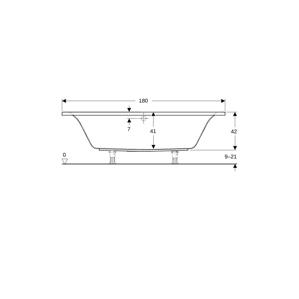Geberit Renova Plan Rechteckbadewanne Duo 180x80cm, Gesamtvolumen 219l... GEBERIT-554307011 4025410710505 (Abb. 8)