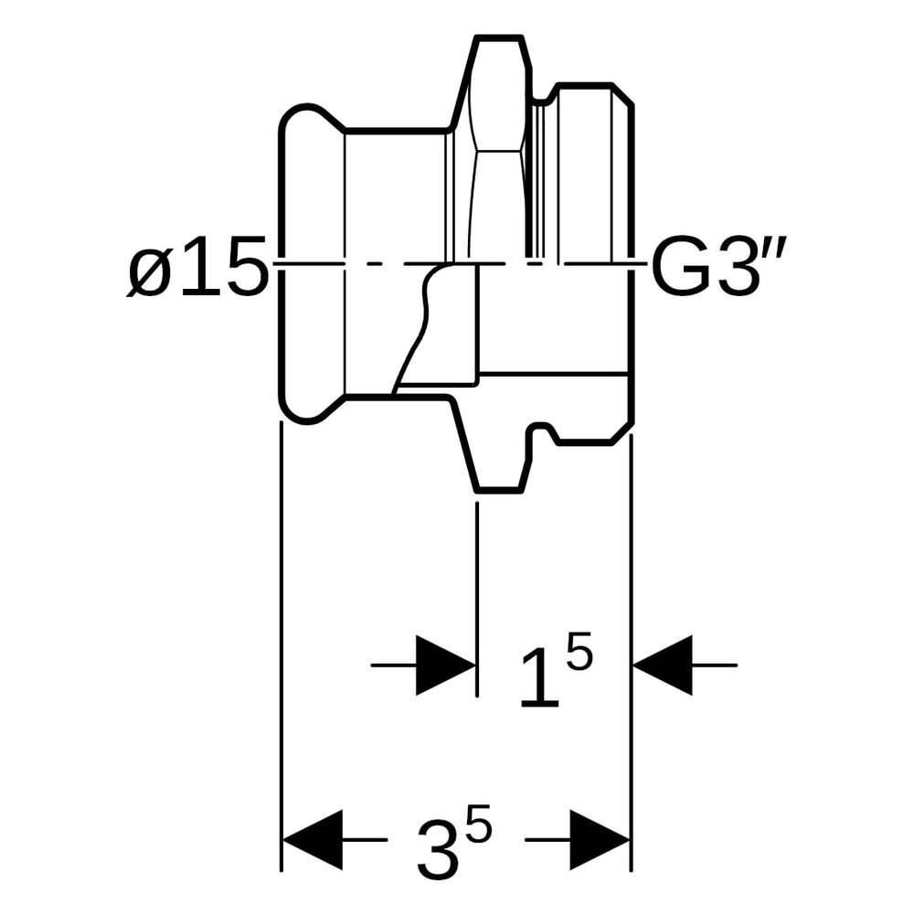 Geberit Mapress Edelstahl Übergang mit Außengewinde G D 15mm, G 3/4", 31731... GEBERIT-31731 4024723317319 (Abb. 7)