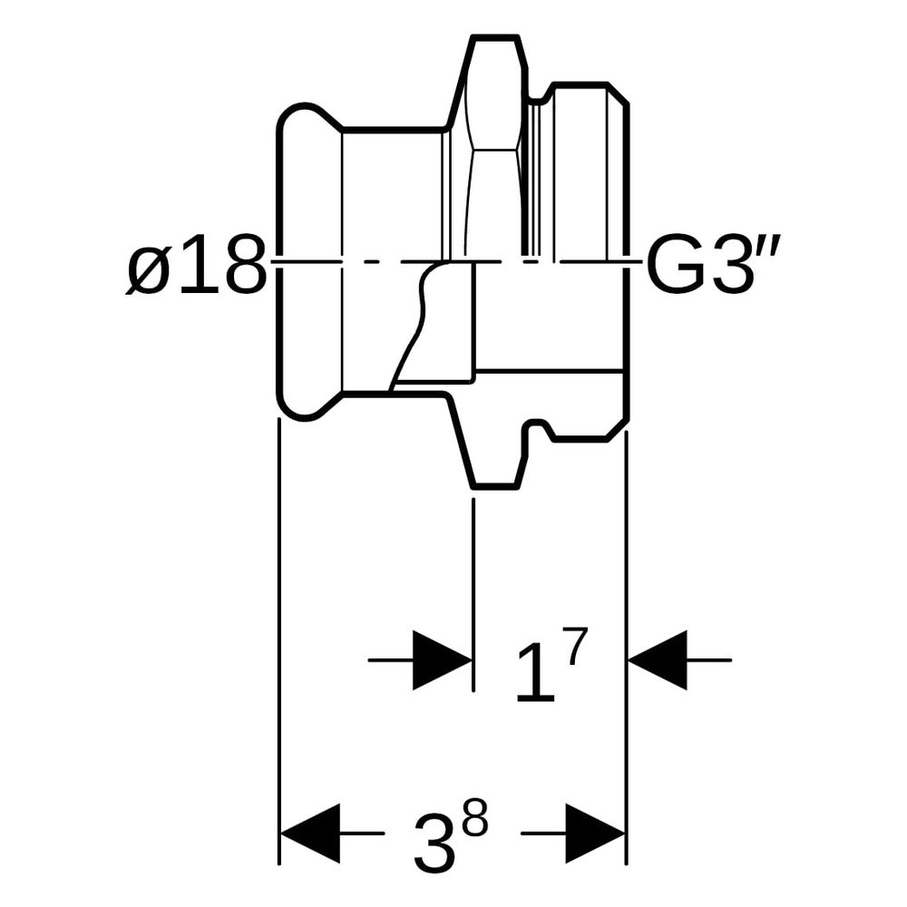 Geberit Mapress Edelstahl Übergang mit Außengewinde G D 18mm, G 3/4", 31732... GEBERIT-31732 4024723317326 (Abb. 7)