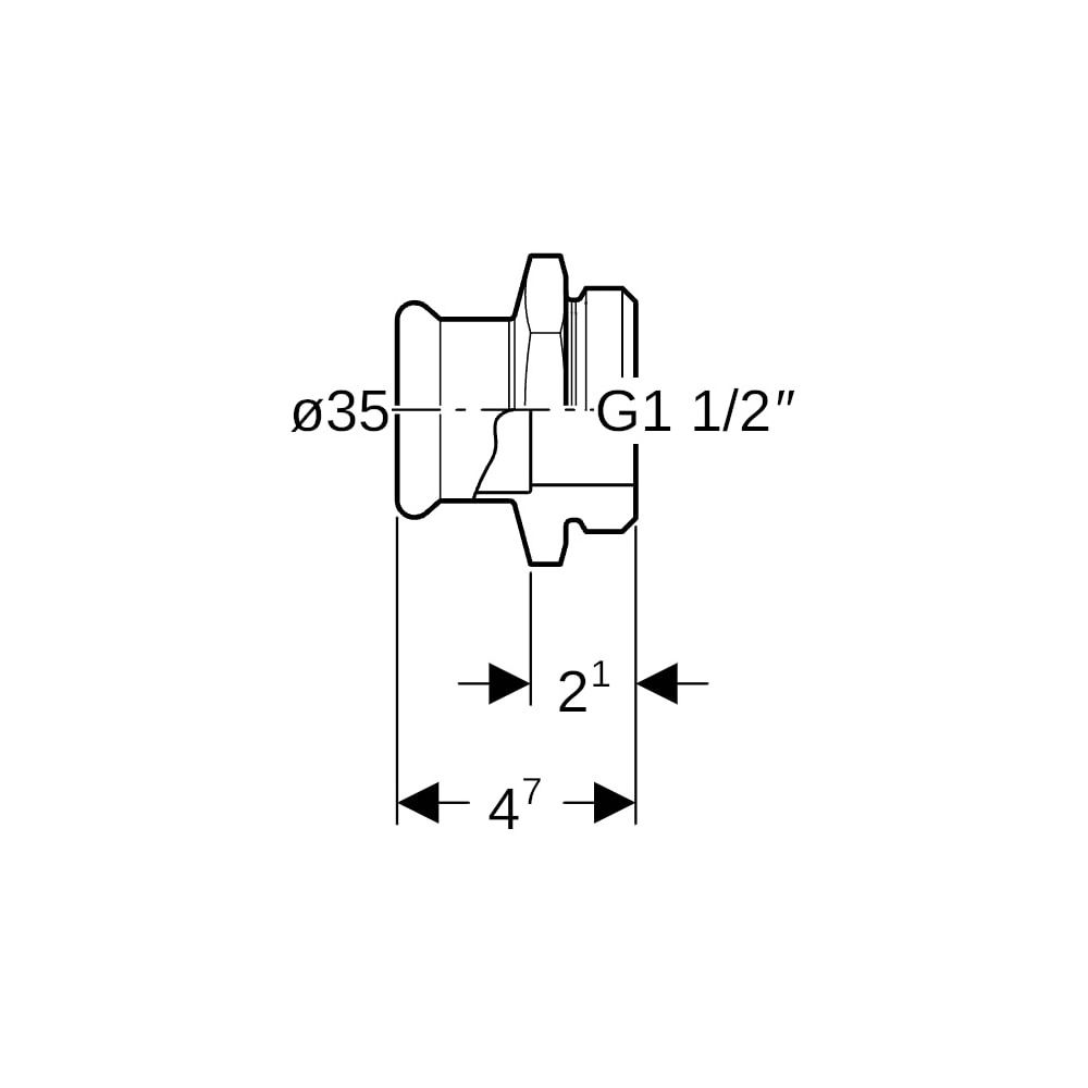 Geberit Mapress Edelstahl Übergang mit Außengewinde G d 35mm, G 1 1/2″... GEBERIT-31735 4024723317357 (Abb. 5)