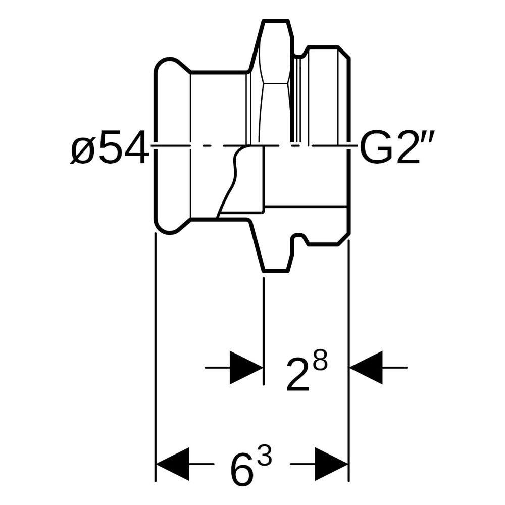 Geberit Mapress Edelstahl Übergang mit Außengewinde G D 54mm, G 2 3/8"... GEBERIT-31737 4024723317371 (Abb. 7)