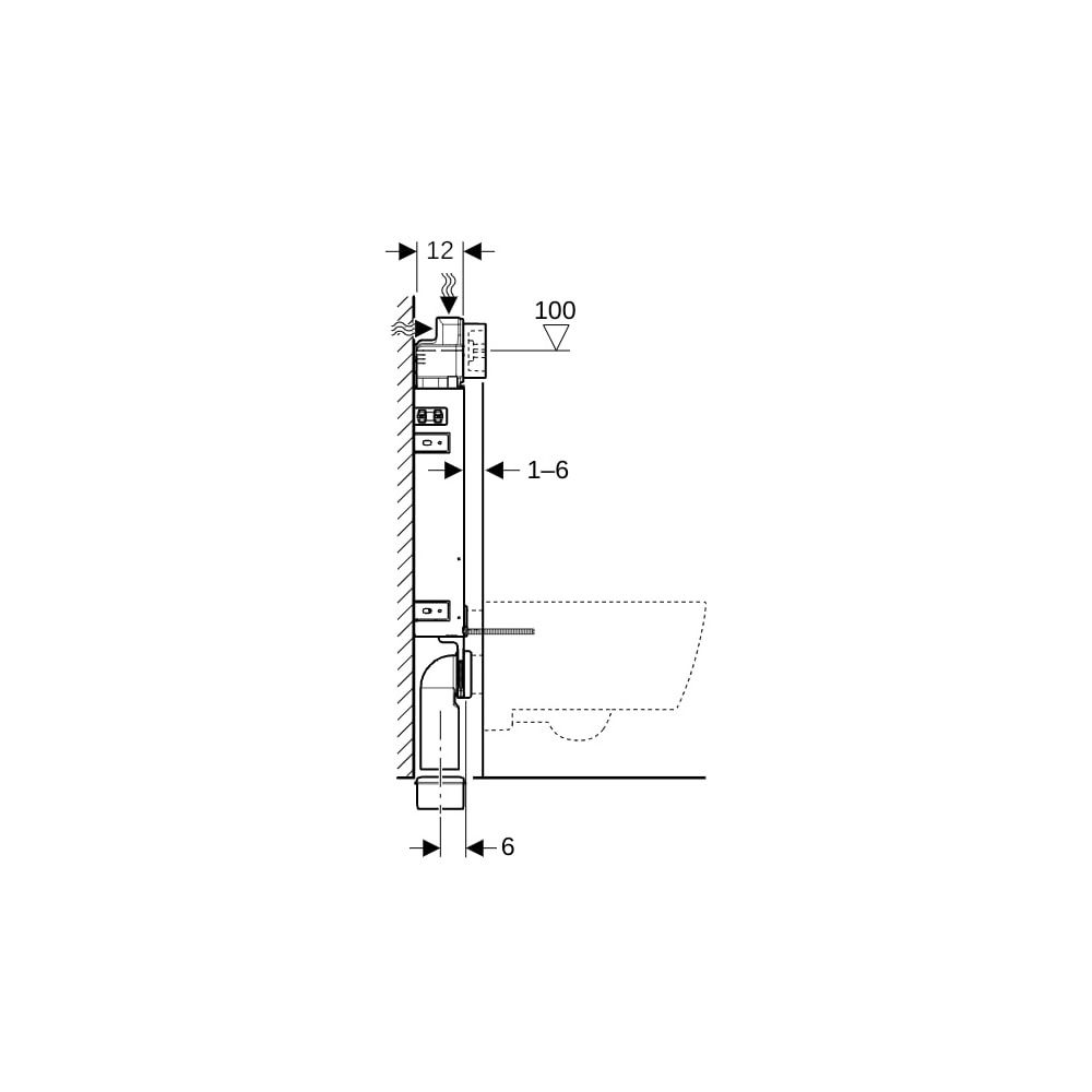 Geberit KombifixBasic Element für Wand-WC 108cm, mit Delta Unterputzspülkasten 12cm... GEBERIT-110100001 4025416799856 (Abb. 9)