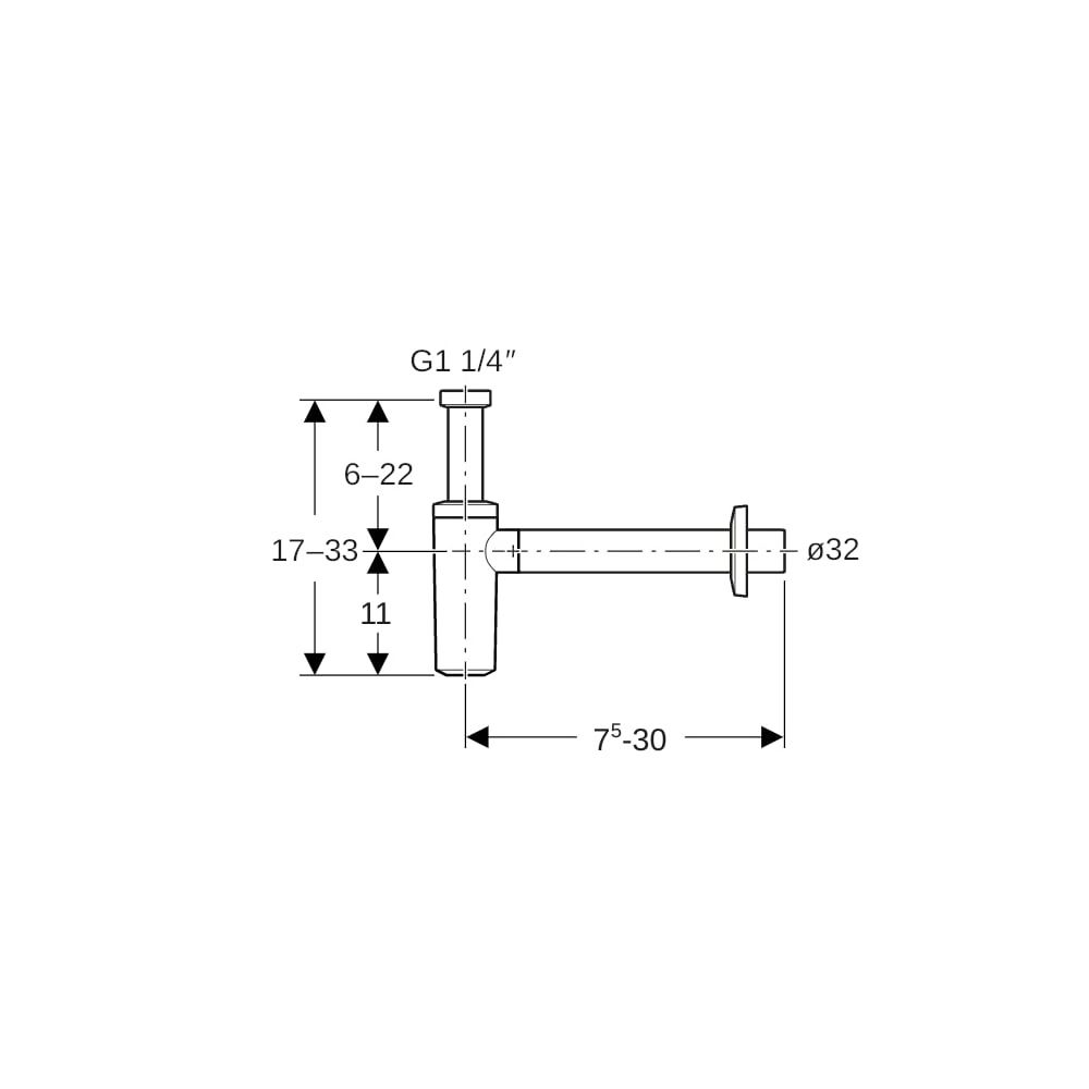 Geberit Tauchrohrsiphon für Waschbecken Abgang horizontal Steckdichtung Wandrosette ... GEBERIT-151024211 4025416706250 (Abb. 5)