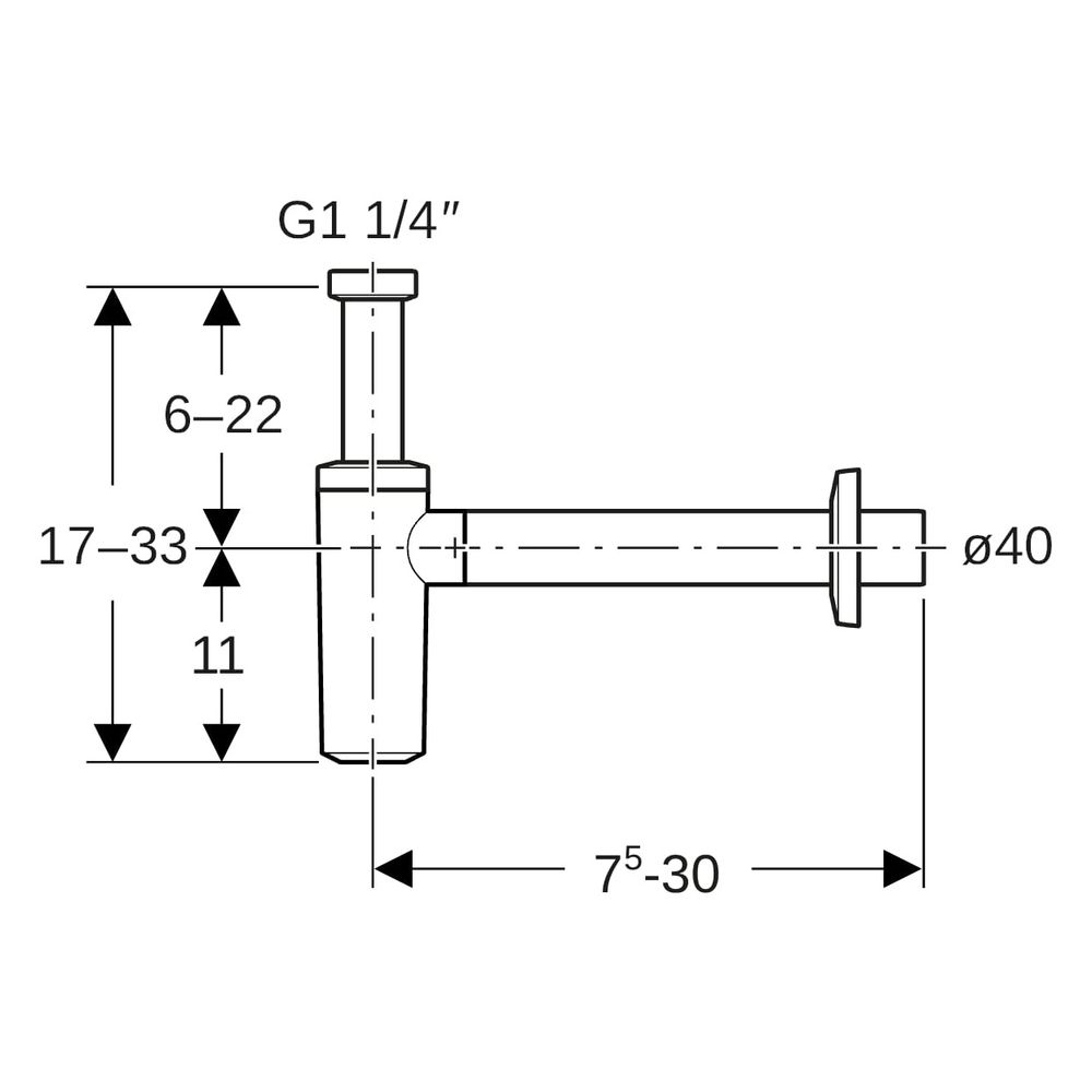 Geberit Tauchrohrsiphon für Waschbecken Abgang horizontal Steckdichtung Wandrosette ... GEBERIT-151025211 4025416706281 (Abb. 7)
