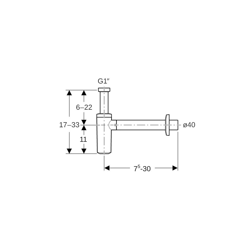 Geberit Tauchrohrsiphon für Waschbecken, Abgang horizontal, d 40mm, Steckdichtung, W... GEBERIT-151025141 4025410051295 (Abb. 5)