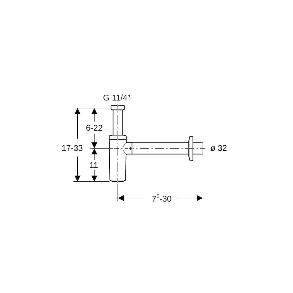 Geberit Tauchrohrgeruchsverschluss für Waschbecken, Abgang horizontal Außendurchmess... GEBERIT-151034211 4025416706328 (Abb. 6)