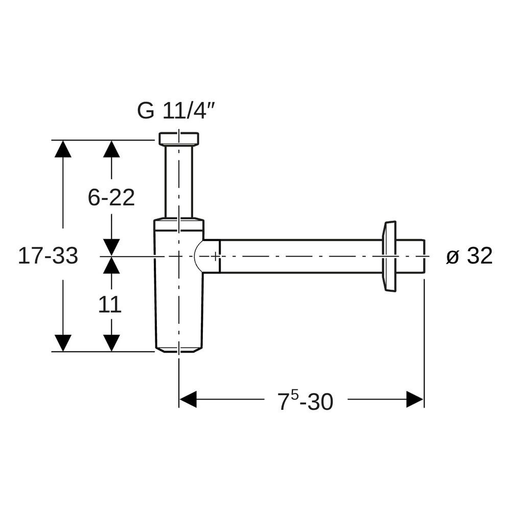 Geberit Tauchrohrgeruchsverschluss für Waschbecken, Abgang horizontal, D 32mm, Matts... GEBERIT-151034141 4025410051325 (Abb. 7)