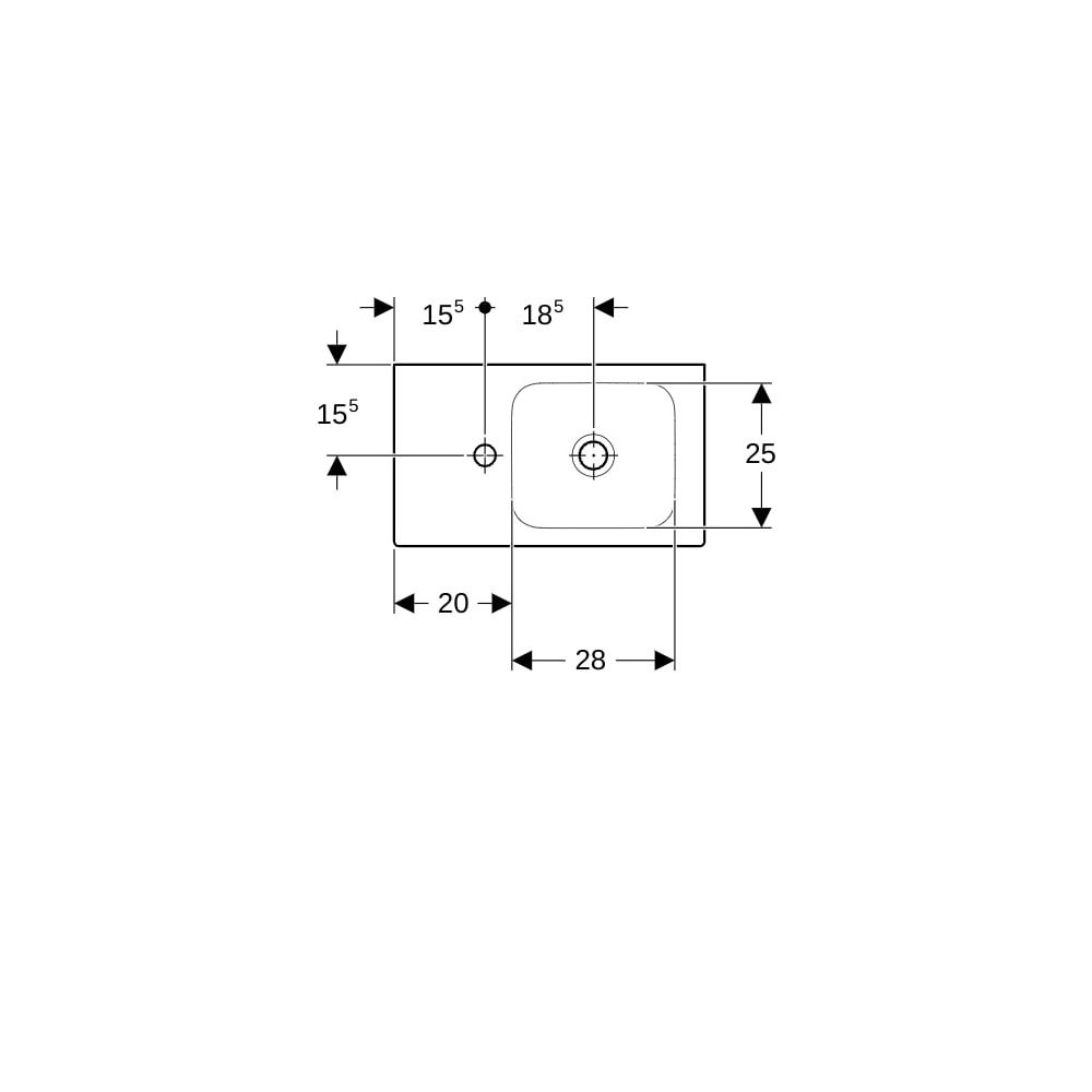 Geberit iCon Handwaschbecken, Ablagefläche links, 53x13,5x31cm, Hahnloch links, ohne... GEBERIT-124153600 4022009312577 (Abb. 7)