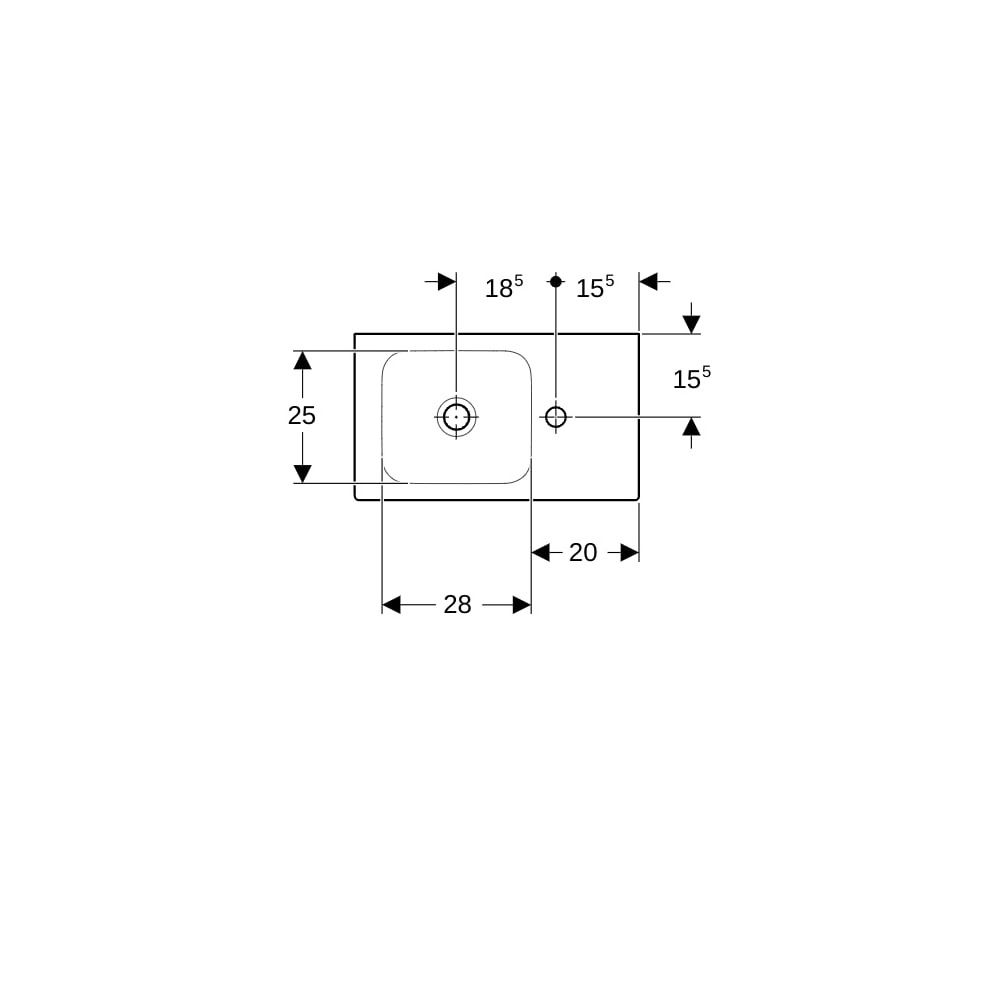 Geberit iCon Handwaschbecken, Ablagefläche rechts, 53x13,5x31cm, Hahnloch rechts, oh... GEBERIT-124053000 4022009312546 (Abb. 7)