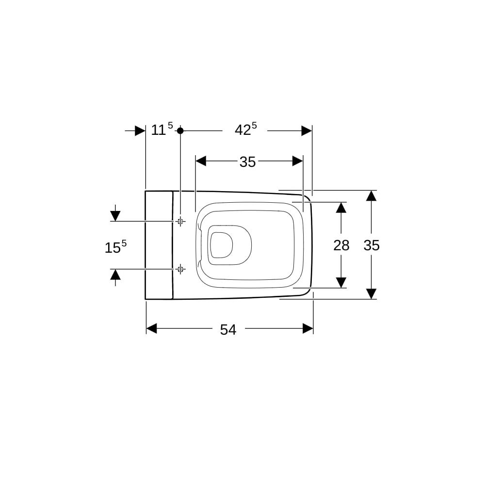 Geberit Xeno2 Wand-WC Tiefspüler, geschlossene Form, Rimfree Tiefe 54cm, Weiß/KeraTe... GEBERIT-500500011 4025416611516 (Abb. 7)
