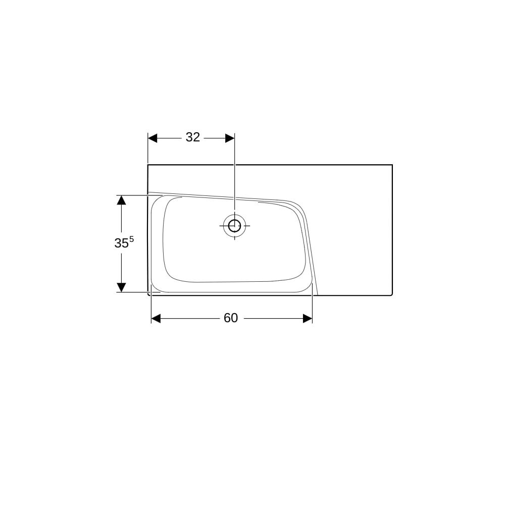 Geberit Xeno2 Waschtisch, Ablagefläche rechts, Breite 90cm, Tiefe 48cm, ohne Hahnloc... GEBERIT-500534011 4025416605522 (Abb. 7)
