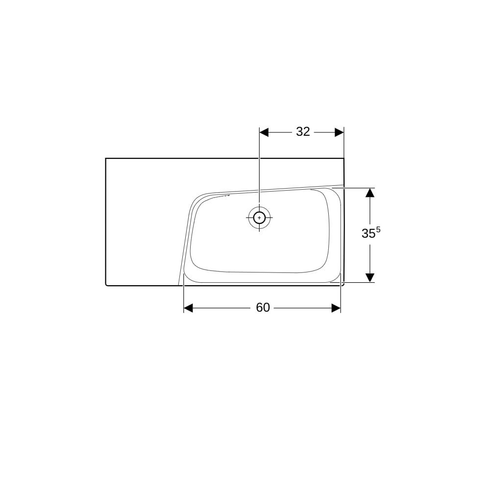 Geberit Xeno2 Waschtisch, Ablagefläche links, Breite 90cm, Tiefe 48cm, ohne Hahnloch... GEBERIT-500536011 4025416605584 (Abb. 7)