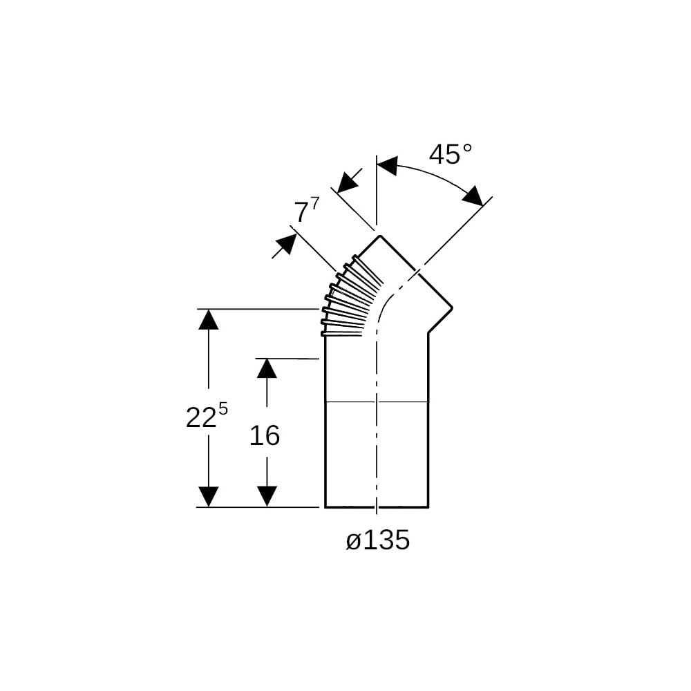 Geberit Silent db20 Bogen 45 Grad mit langem Schenkel Außendurchmesser 135mm... GEBERIT-312014141 4025410738264 (Abb. 5)