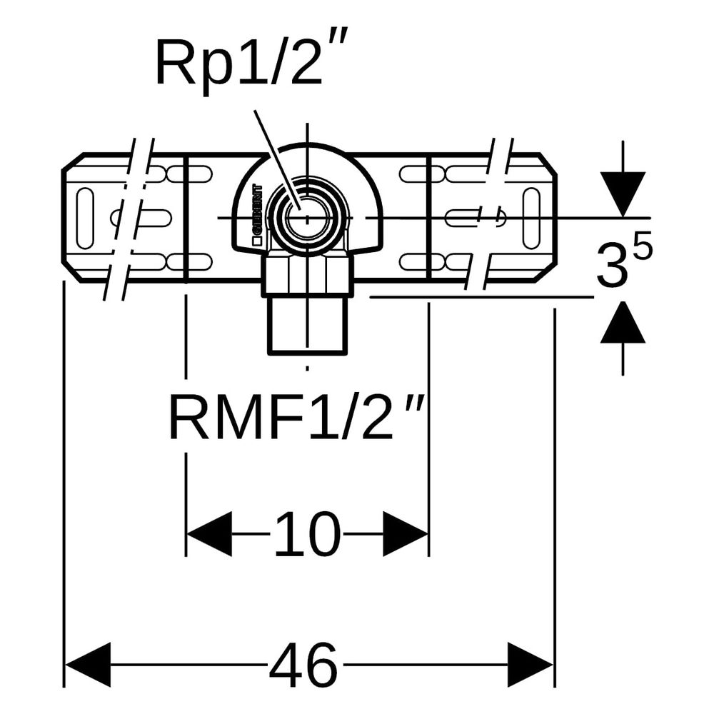 Geberit Anschlusswinkel 90 Grad mit Außengewinde MF 1/2", vormontiert, einfach, RMF... GEBERIT-632851002 4025410759856 (Abb. 11)