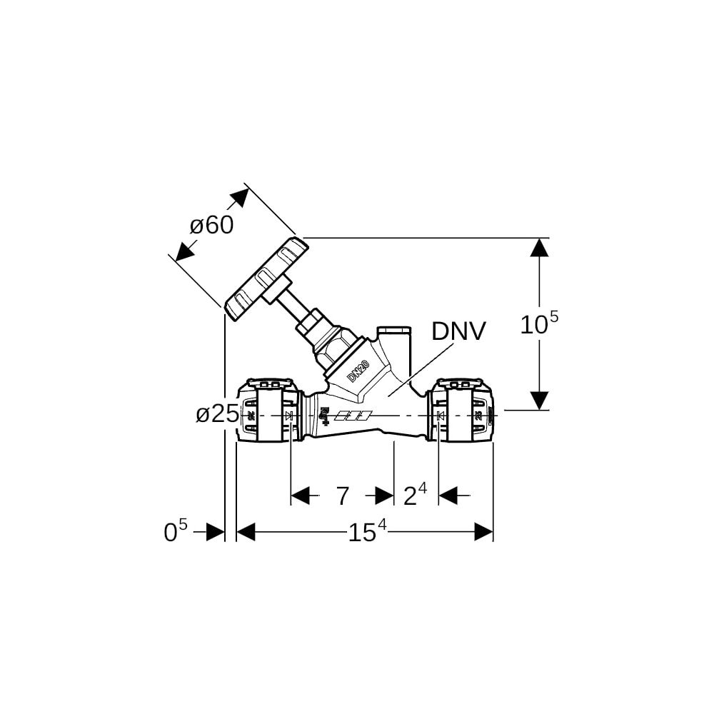 Geberit FlowFit Schrägsitz-Absperrventil CuSn4Zn2PS, d 25mm... GEBERIT-619832001 4025416603658 (Abb. 5)