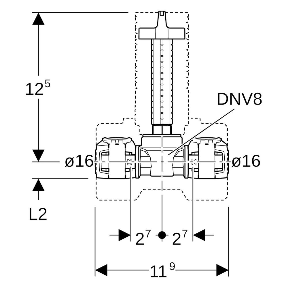 Geberit FlowFit Unterputz-Kugelhahn mit Dämmung Außendurchmesser 16mm, 10 bar... GEBERIT-619870001 4025410773265 (Abb. 7)