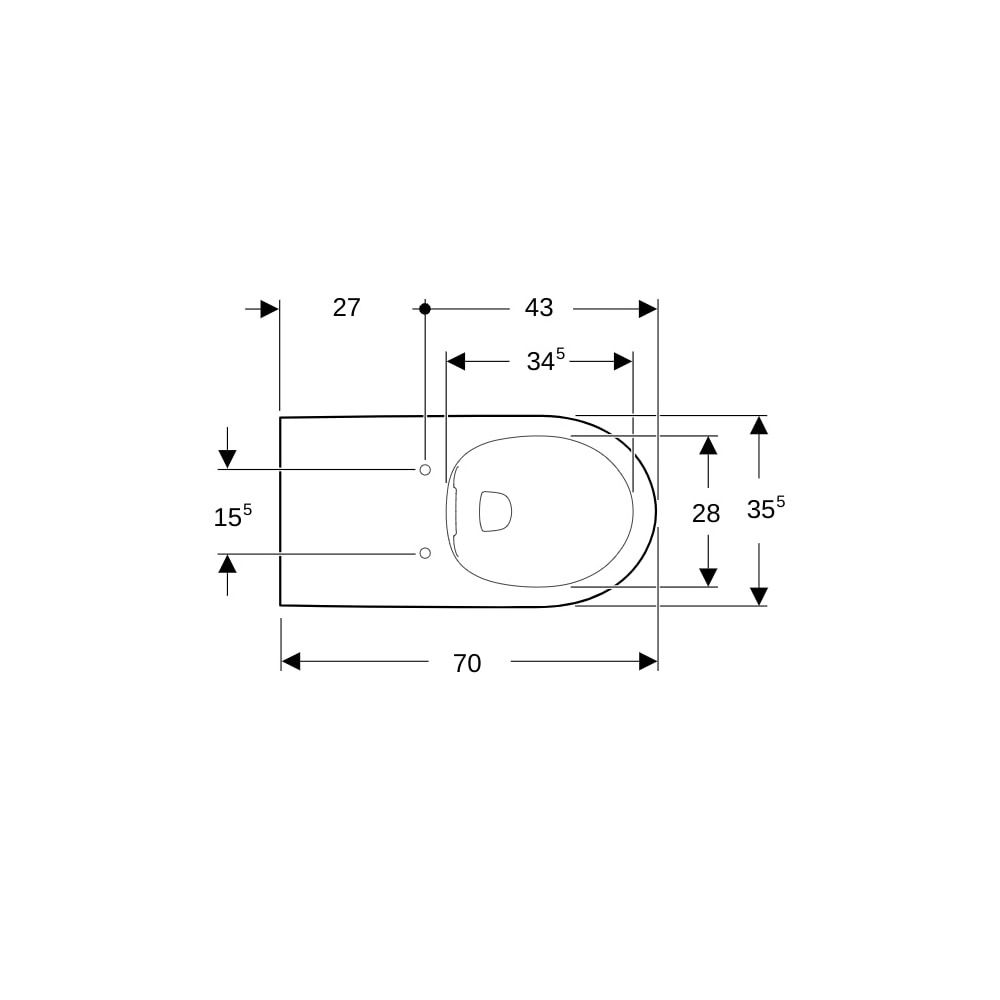 Geberit Renova Comfort Wand-WC Tiefspüler, verlängerte Ausladung, Rimfree Tiefe 70cm... GEBERIT-208570000 4022009335019 (Abb. 7)