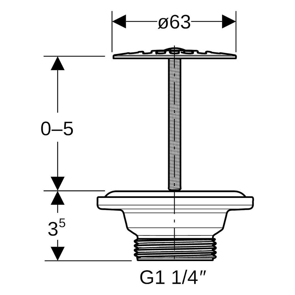 Geberit Ablaufventil, mit freiem Auslauf, 1 1/4", 6,3cm, Edelstahl/Kunststoff, Edels... GEBERIT-152005001 4025410781031 (Abb. 6)