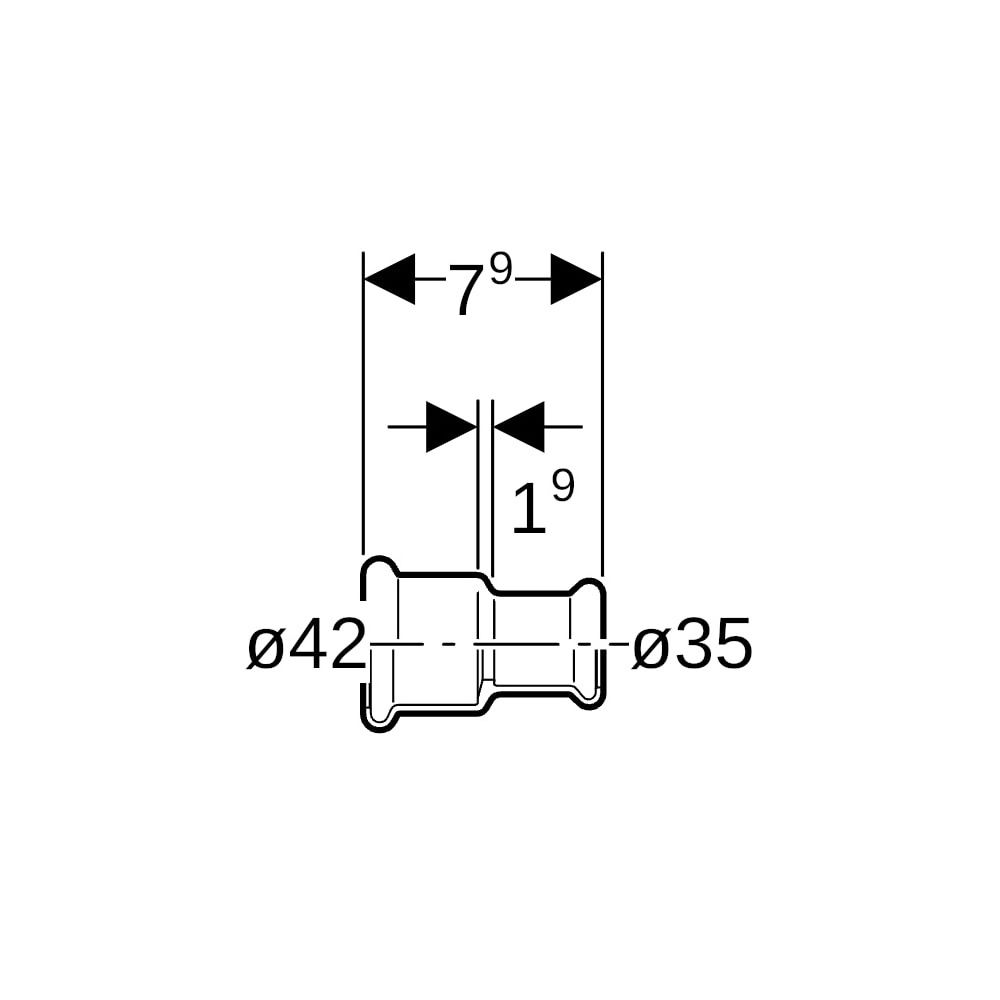 Geberit Mapress C-Stahl Muffe reduziert d 42mm, d1 35mm... GEBERIT-22023 4024723220237 (Abb. 5)