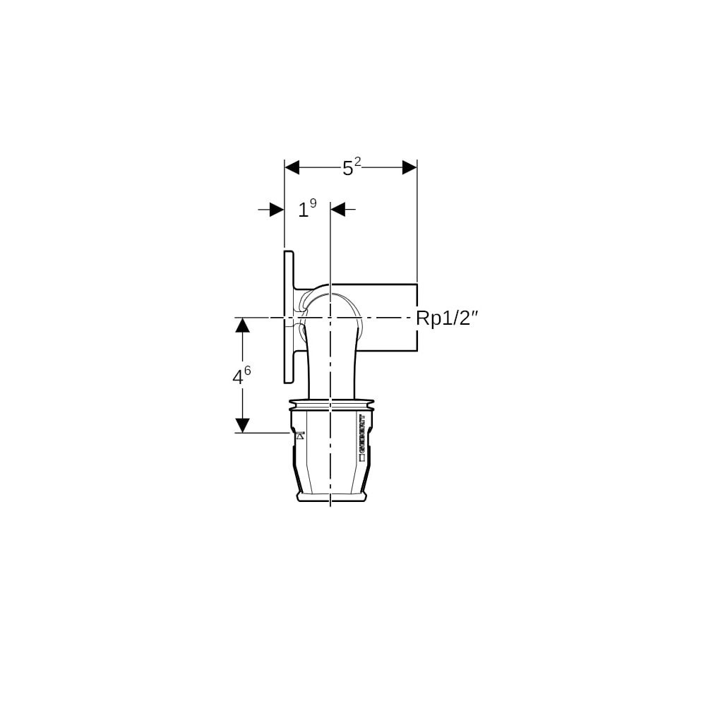 Geberit PushFit Doppelanschlusswinkel 90 Grad, d 20mm, Rp 1/2", d1 16mm, L1 7,2cm, R... GEBERIT-651276001 4025416355014 (Abb. 6)