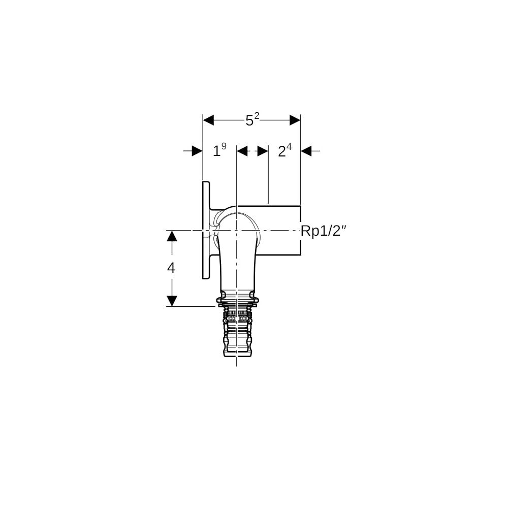 Geberit Mepla Doppelanschlusswinkel 90 Grad, d 16mm, Rp 1/2″, d1 20mm, L1 6,5cm, Rot... GEBERIT-602274005 4025416355045 (Abb. 6)