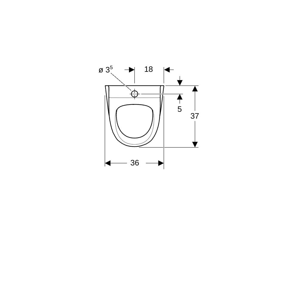 Geberit Renova Urinal Zulauf von oben, Tiefe 37cm, Abgang nach hinten oder nach unte... GEBERIT-235200600 4022009229707 (Abb. 7)