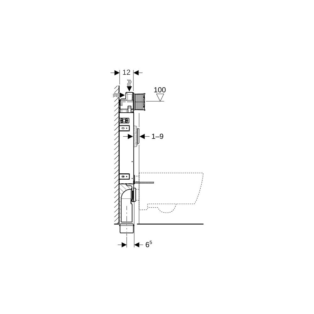 Geberit Kombifix Element für Wand-WC 108cm, mit Sigma Unterputzspülkasten 12cm... GEBERIT-110300005 4025416733881 (Abb. 8)