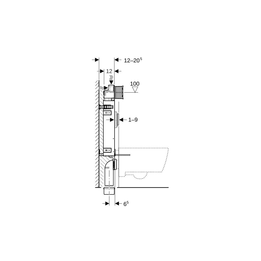 Geberit Kombifix Element für Wand-WC 108cm, mit Sigma Unterputzspülkasten 12cm, für ... GEBERIT-110367005 4025416933953 (Abb. 8)