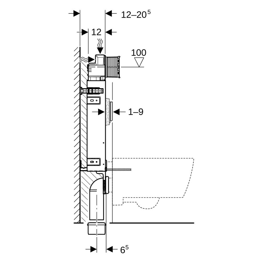 Geberit Kombifix Element für Wand-WC 108cm, mit Sigma Unterputzspülkasten 12cm, für... GEBERIT-110367005 4025416933953 (Abb. 18)