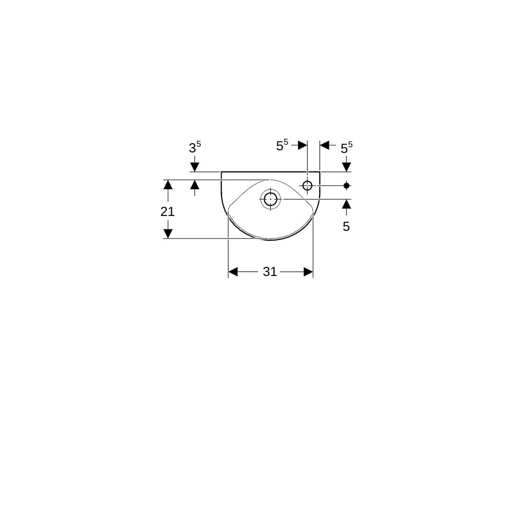 Geberit Renova Handwaschbecken verkürzte Ausladung, 36x14,8x25cm, Hahnloch rechts, Ü... GEBERIT-500374011 4025416853169 (Abb. 7)