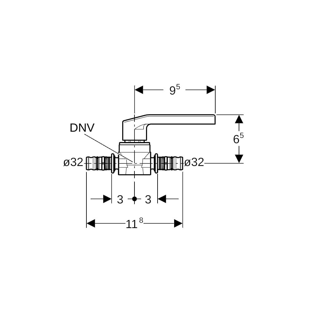 Geberit Mepla Kugelhahn mit Betätigungshebel, Ms CW617N, d 32mm, PN 10 bar... GEBERIT-614061002 4025416437918 (Abb. 5)