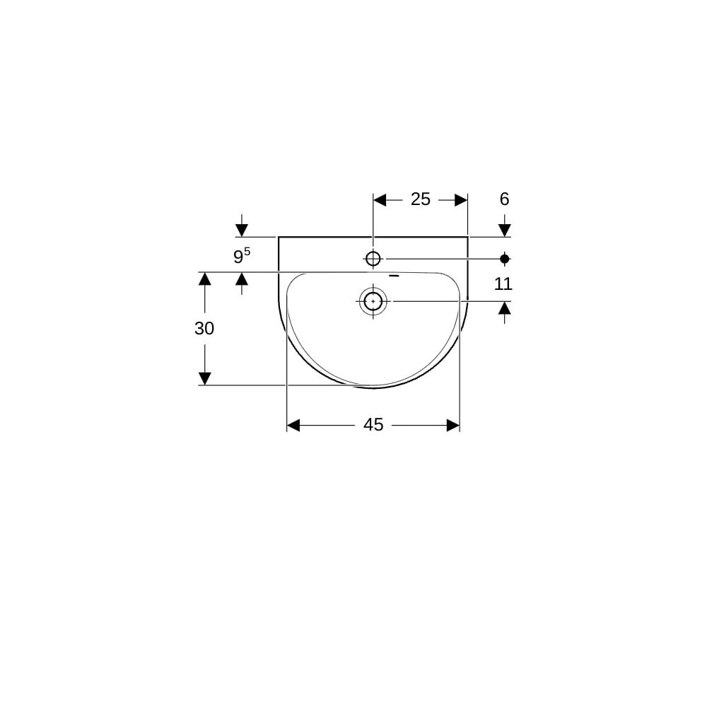 Geberit Renova Handwaschbecken mit asymmetrischem Überlauf, 50x17,3x40cm, Hahnloch m... GEBERIT-500376011 4025416815297 (Abb. 7)