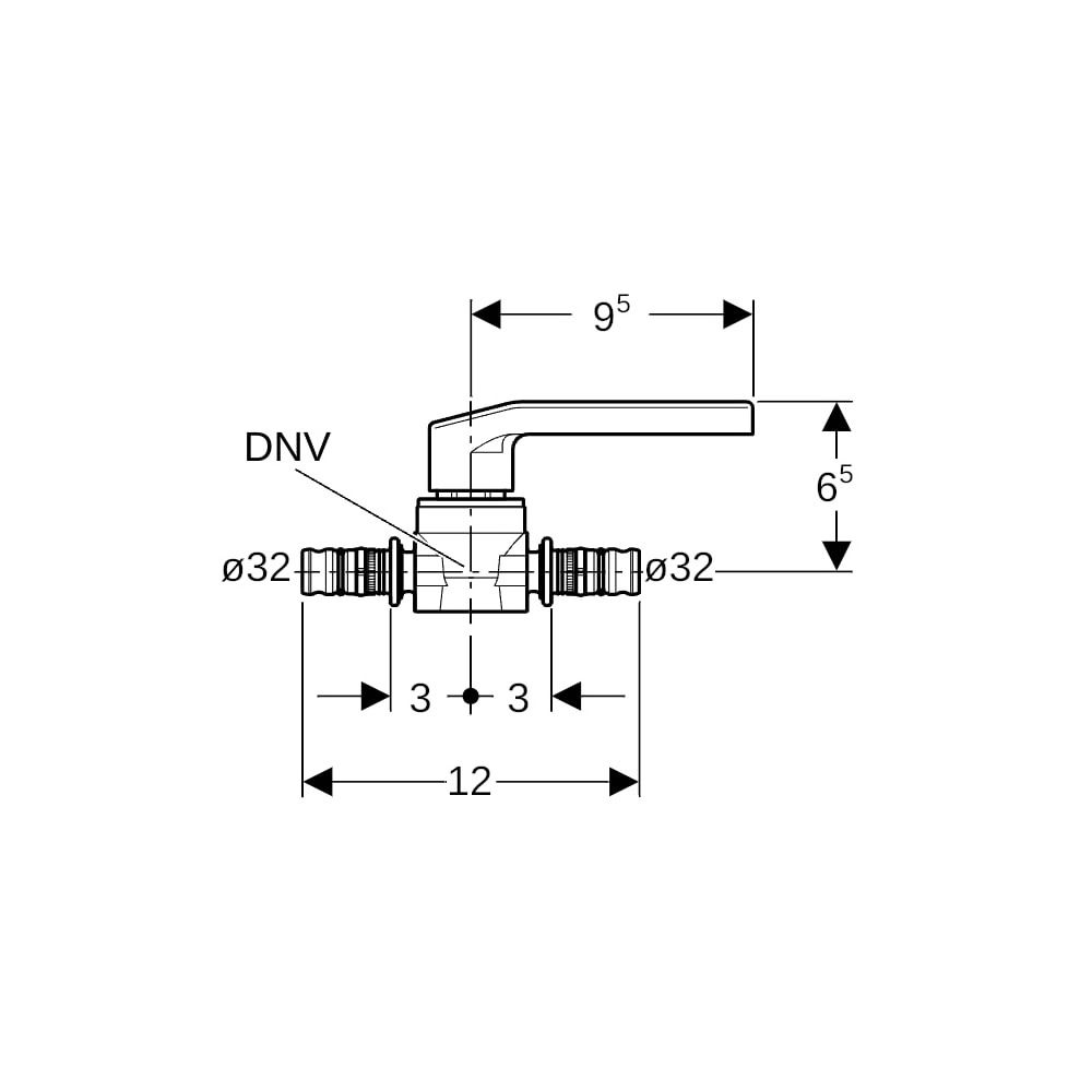 Geberit Mepla Kugelhahn mit Betätigungshebel, Rg, SiBr, d 32mm, PN 10 bar, Rotguss b... GEBERIT-604020002 4025416285120 (Abb. 5)