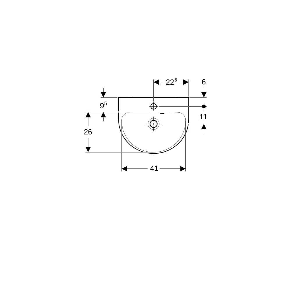 Geberit Renova Handwaschbecken, asymmetrischem Überlauf, 45x17,3x36cm, Hahnloch mitt... GEBERIT-500375018 4025416143031 (Abb. 7)