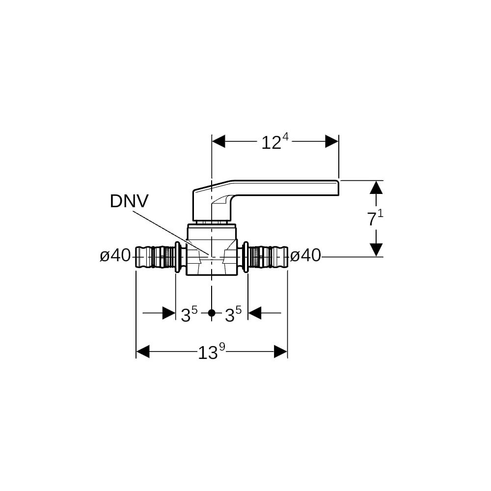 Geberit Mepla Kugelhahn mit Betätigungshebel Außendurchmesser 40mm, PN 10 bar, Rotgu... GEBERIT-605020002 4025416285144 (Abb. 5)