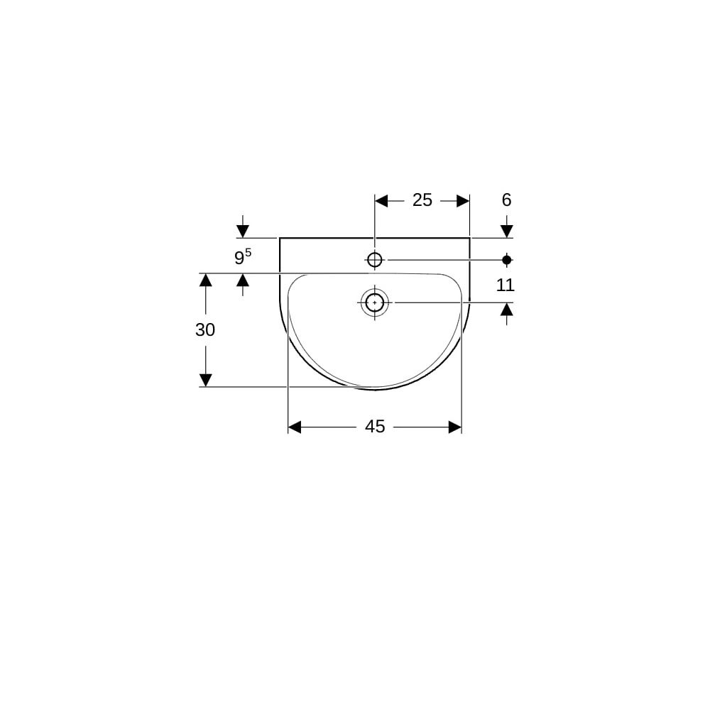 Geberit Renova Handwaschbecken mit asymmetrischem Überlauf, 50x17,3x40cm, Hahnloch m... GEBERIT-500498018 4025416221043 (Abb. 7)