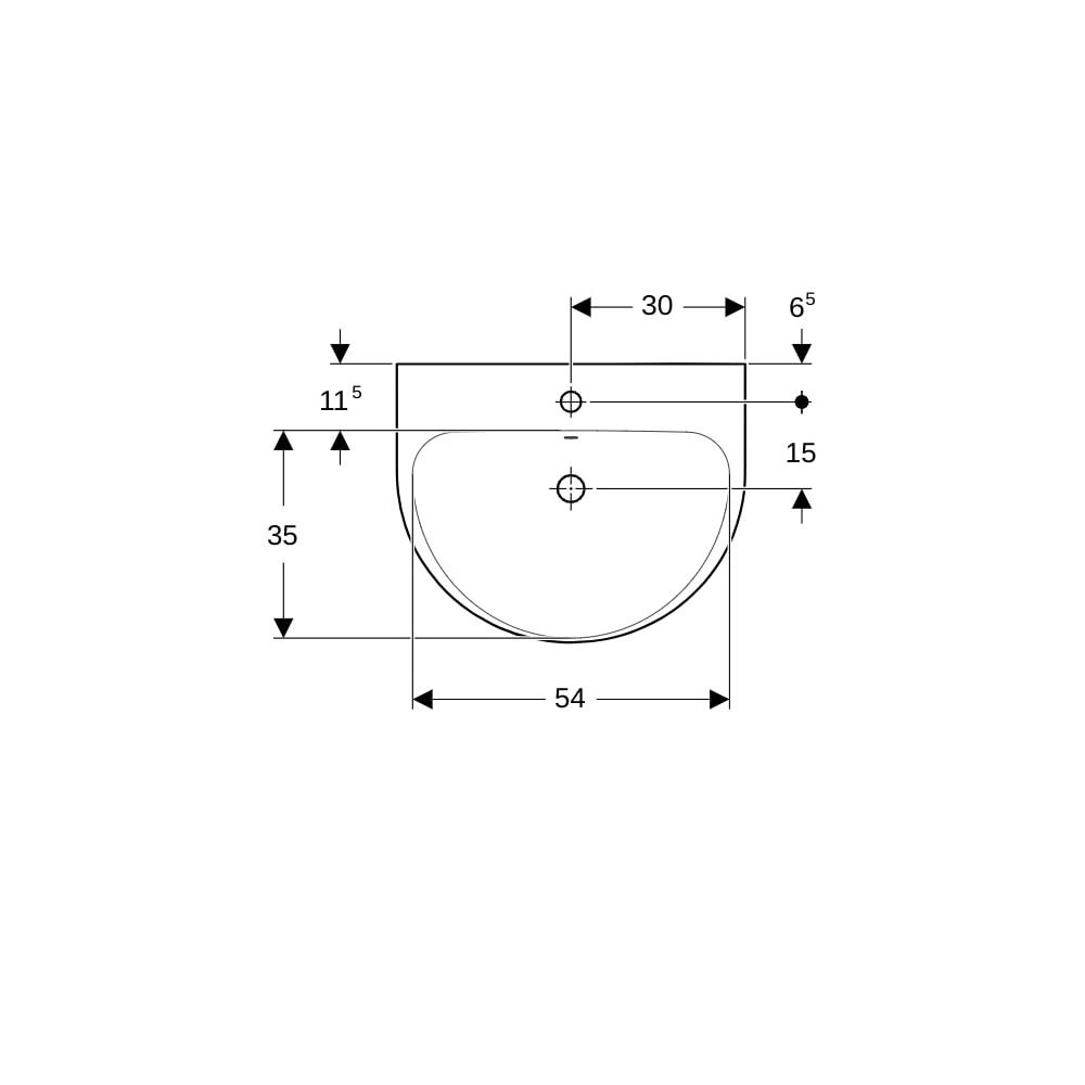 Geberit Renova Waschtisch, Breite 60cm, Tiefe 48cm, Hahnloch mittig, Überlauf sichtb... GEBERIT-500370011 4025416768852 (Abb. 7)
