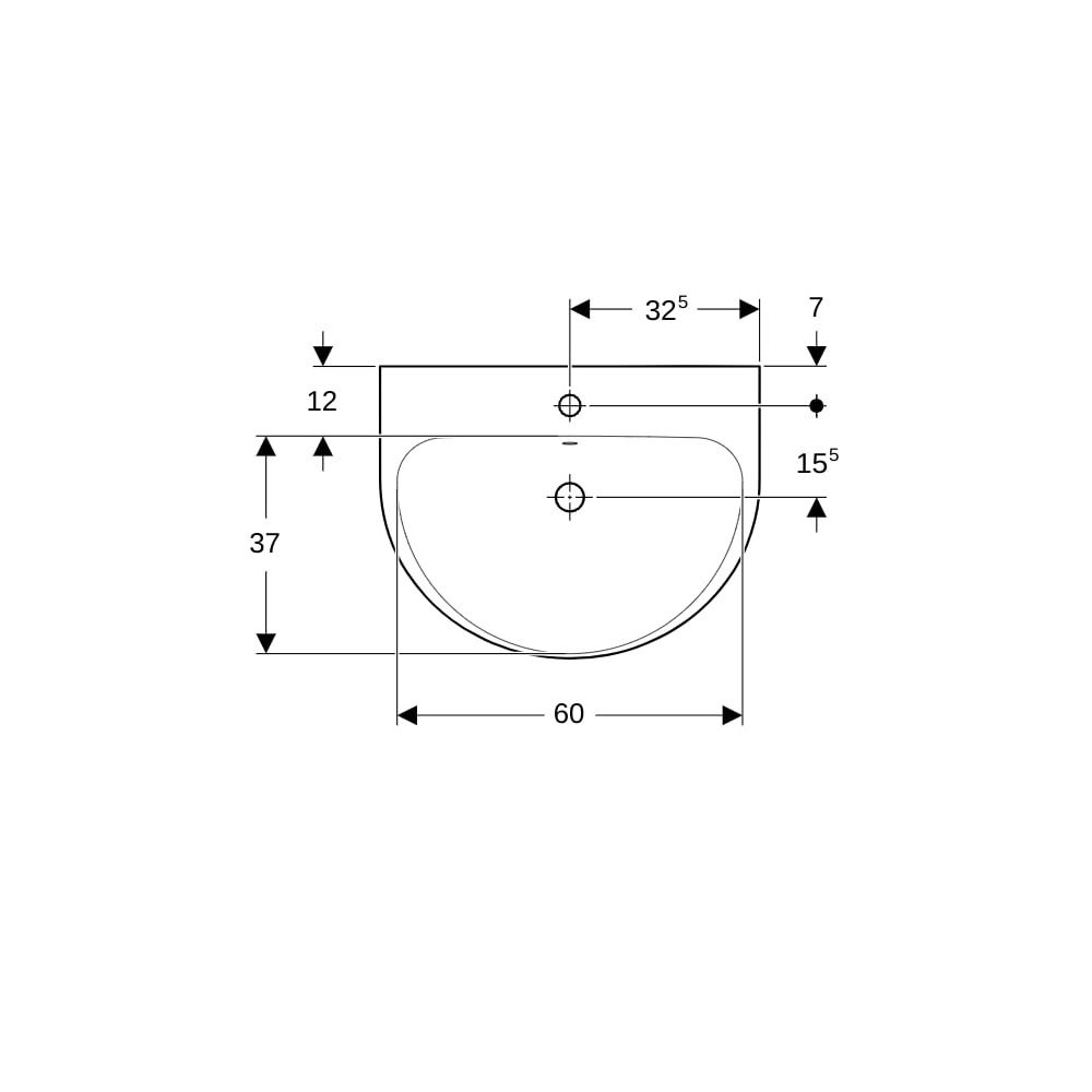 Geberit Renova Waschtisch, Breite 65cm, Tiefe 50cm, Hahnloch mittig, Überlauf sichtb... GEBERIT-500372011 4025416618157 (Abb. 7)