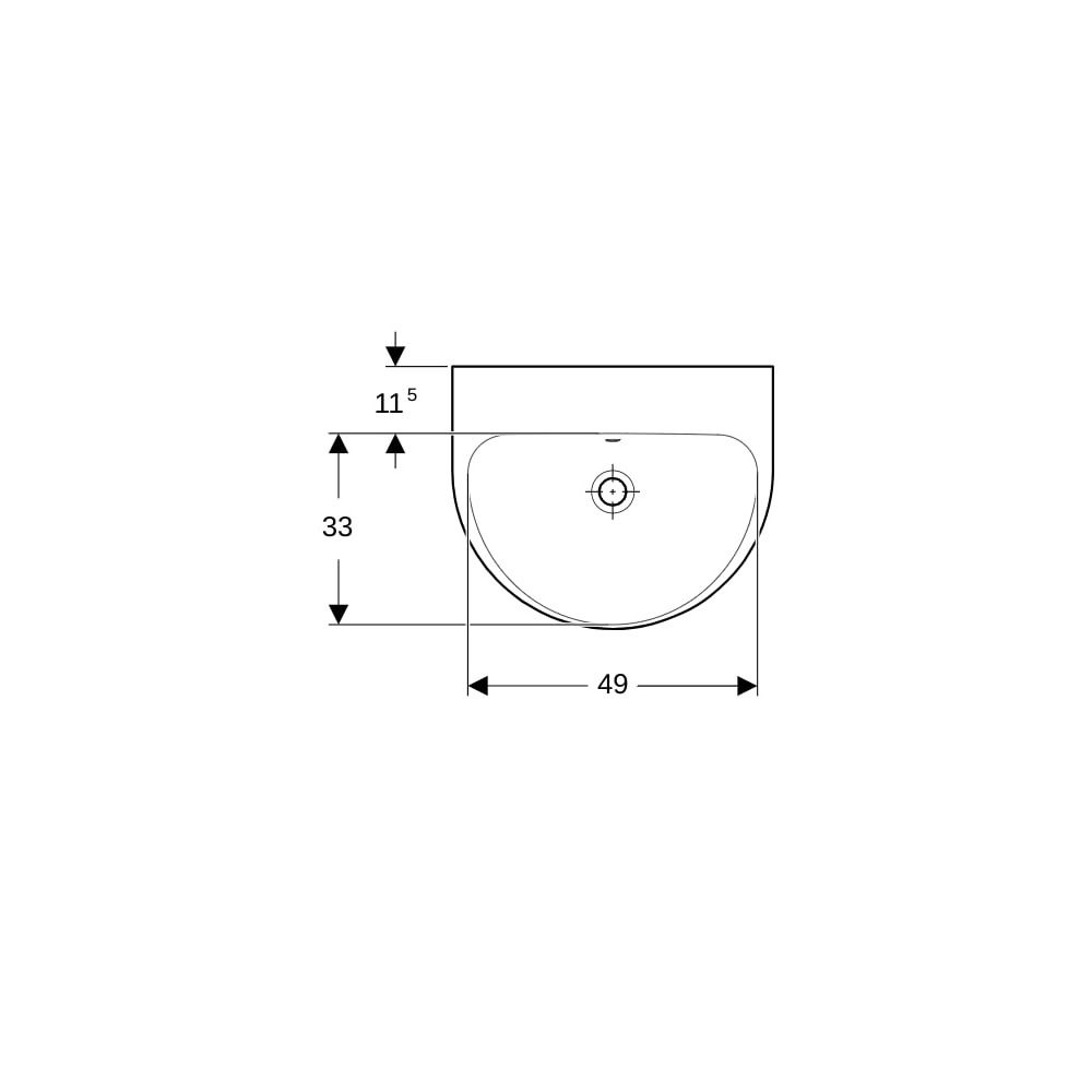 Geberit Renova Waschtisch, Breite 55cm, Tiefe 45cm, ohne Hahnloch, Überlauf sichtbar... GEBERIT-500579018 4025416221746 (Abb. 7)