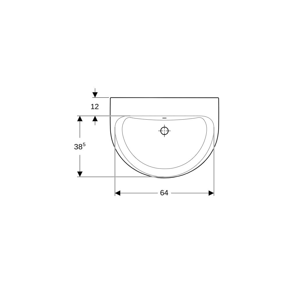 Geberit Renova Waschtisch, Breite 70cm, Tiefe 52cm, ohne Hahnloch, Überlauf sichtbar... GEBERIT-500667011 4025416139911 (Abb. 7)