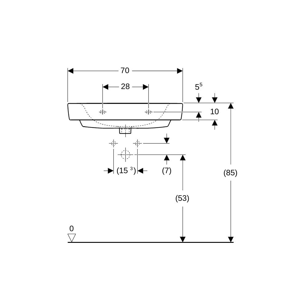 Geberit Renova Plan Waschtisch, Breite 70cm, Tiefe 48cm, Hahnloch mittig, ohne Überl... GEBERIT-501645008 4025410858719 (Abb. 8)