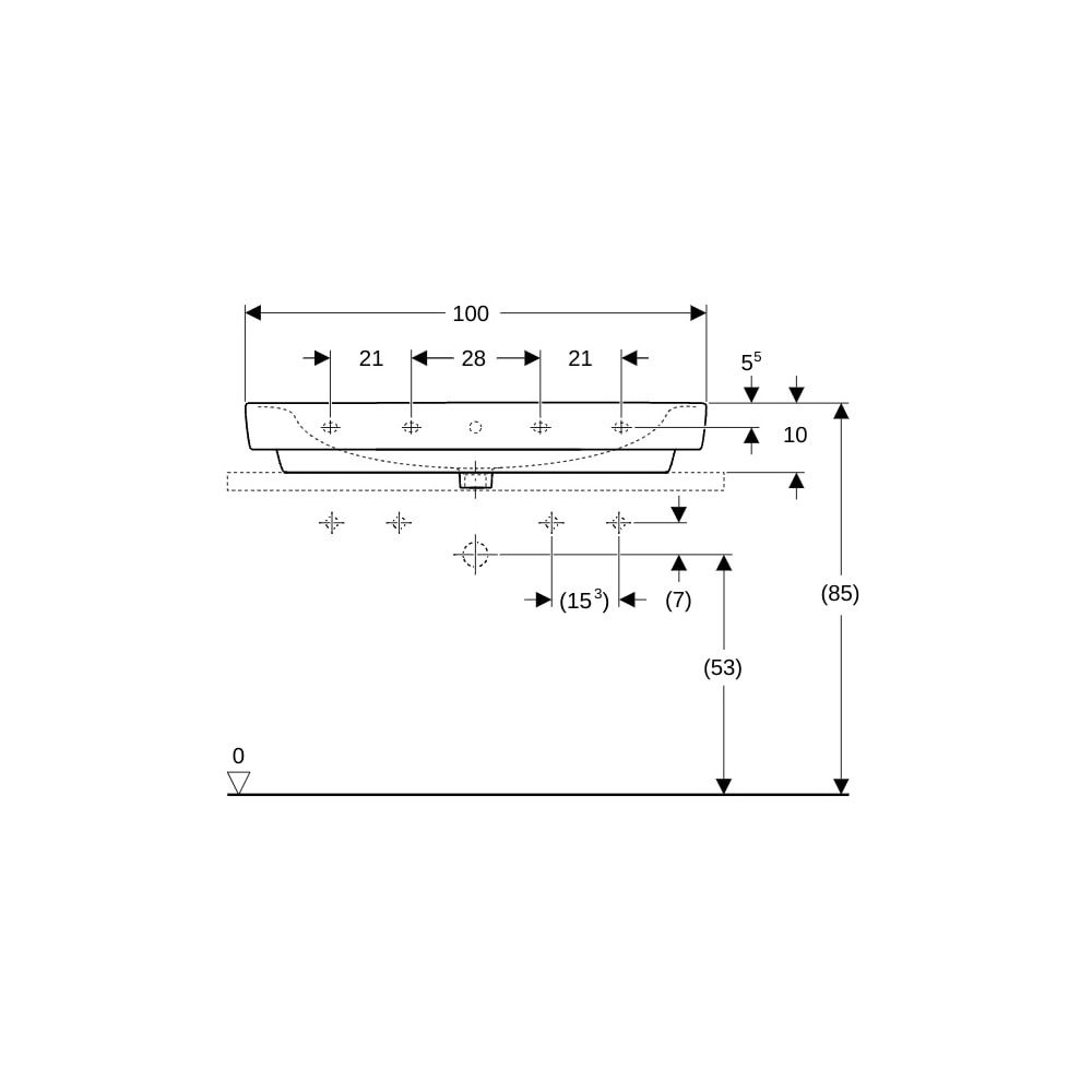 Geberit Renova Plan Aufsatzwaschtisch, Breite 100cm, Tiefe 48cm, Hahnloch links, rec... GEBERIT-501932001 4025410952226 (Abb. 8)