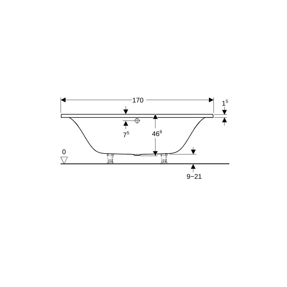 Geberit Tawa Rechteckbadewanne schmaler Rand, Duo 170x75cm, Gesamtvolumen 186l... GEBERIT-554133011 4025410872821 (Abb. 9)