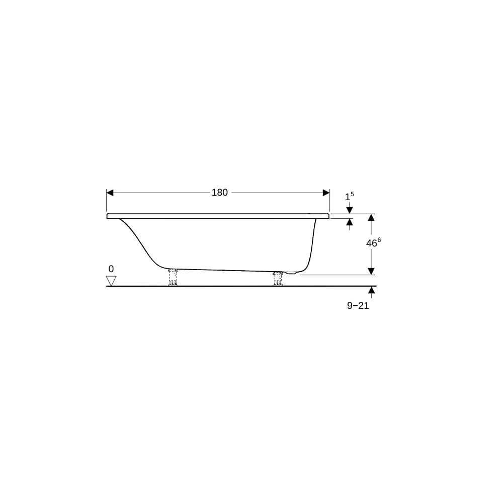 Geberit Tawa Rechteckbadewanne schmaler Rand 180x80cm, Gesamtvolumen 273l... GEBERIT-554132011 4025410872814 (Abb. 9)